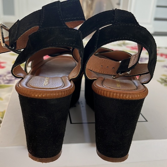 Black suede platform wedge sandals - Picture 4 of 7